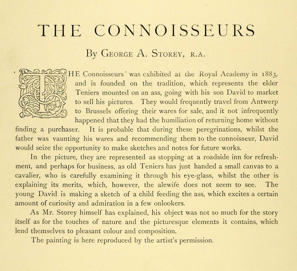 1898 Print The Connoisseurs Landscape Donkey Travel Man Sell George A XAD4