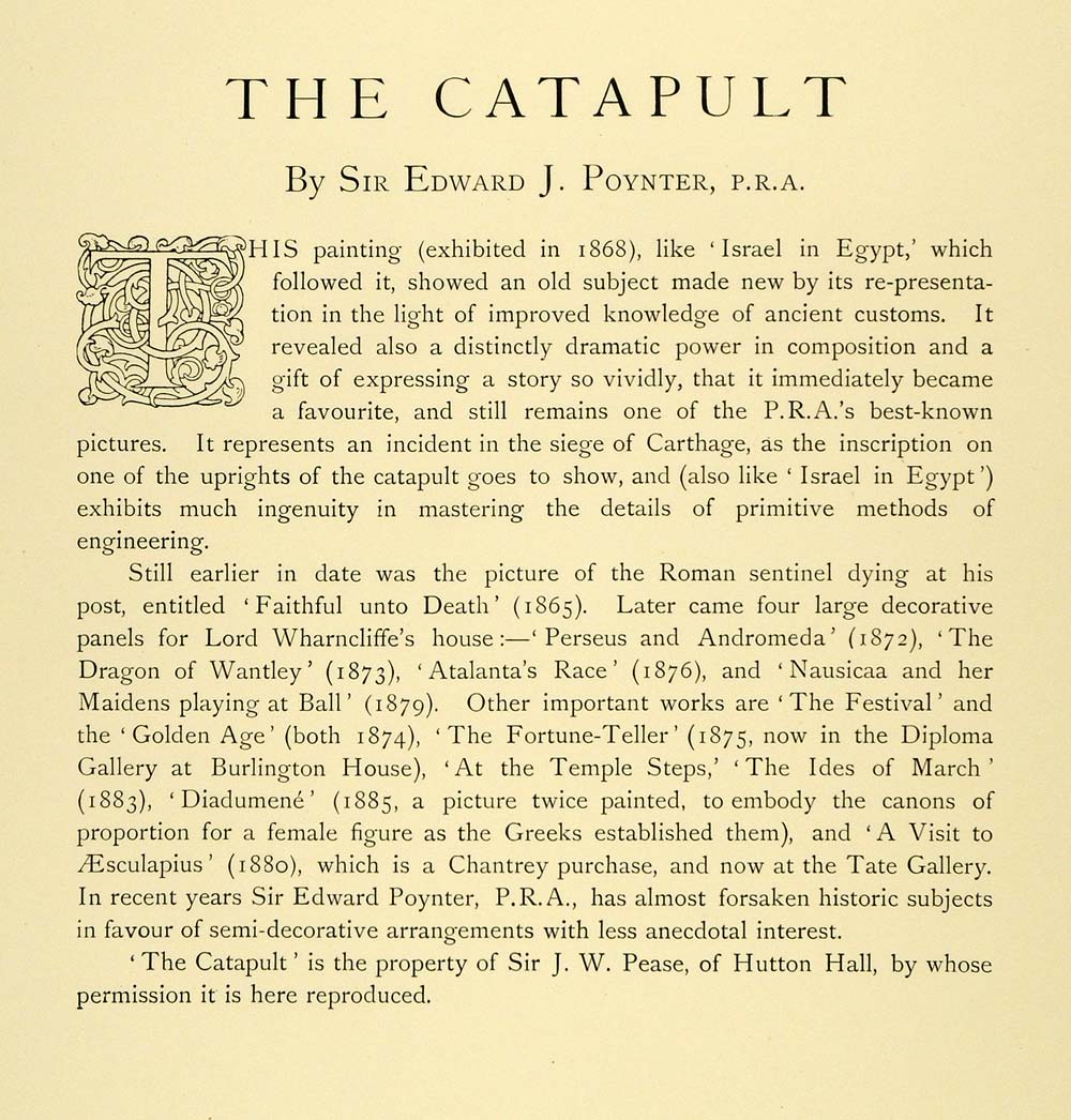 1898 Print Catapult Siege Of Carthage Historic Event Warriors Edward J XAD4