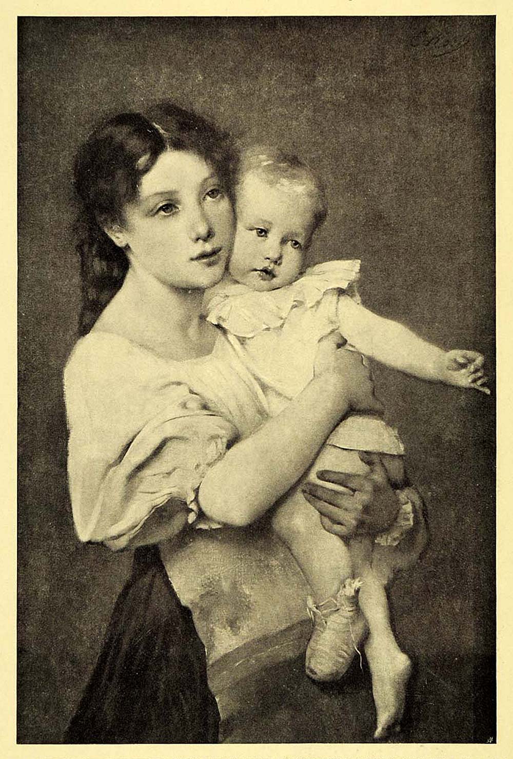 1905 Print Little Sister Children Baby Signorina Elisa Koch Female Painter XAD9