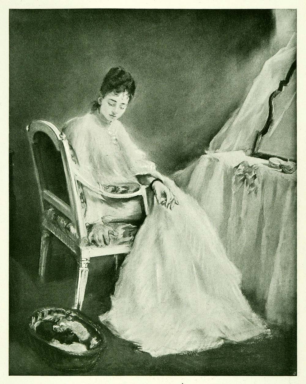 1905 Print Seated Lady Portrait Eva Gonzales Female Artist XAD9