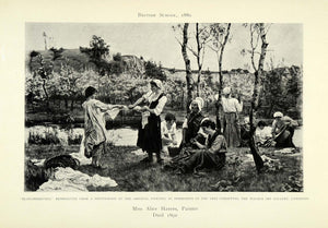 1905 Print Alice Havers Art Ancient Countryside Laundresses Household XAD9