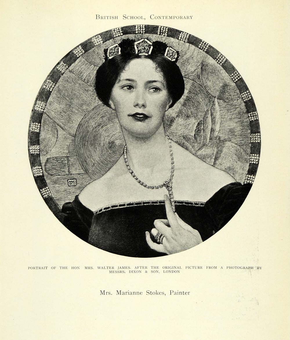 1905 Print Marianne Stokes Female Painter Art Portrait Judge Mrs. Walter XAD9