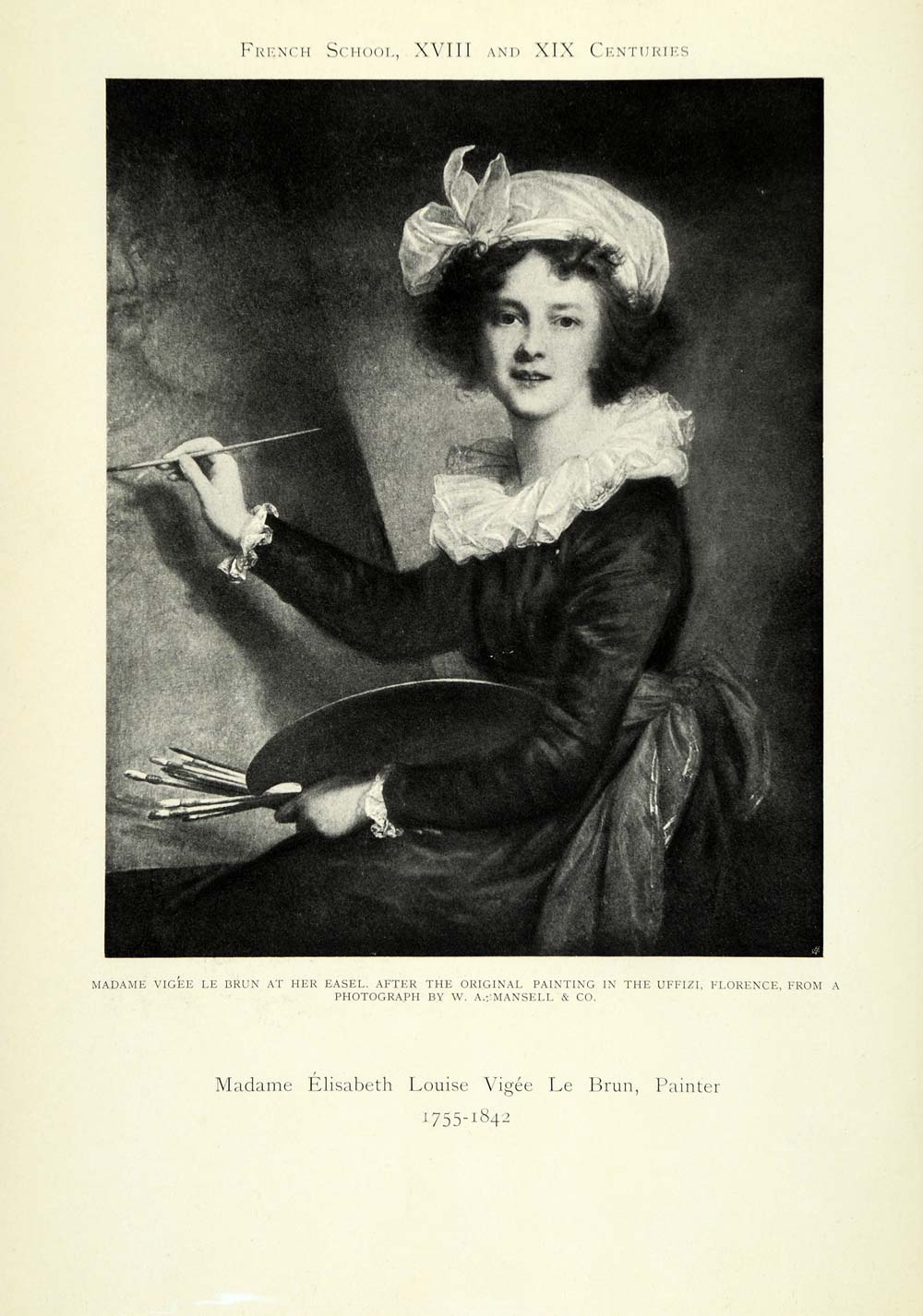 1905 Print Portrait Artist Elisabeth Louise Vigee Le Brun Painting Easel XAD9