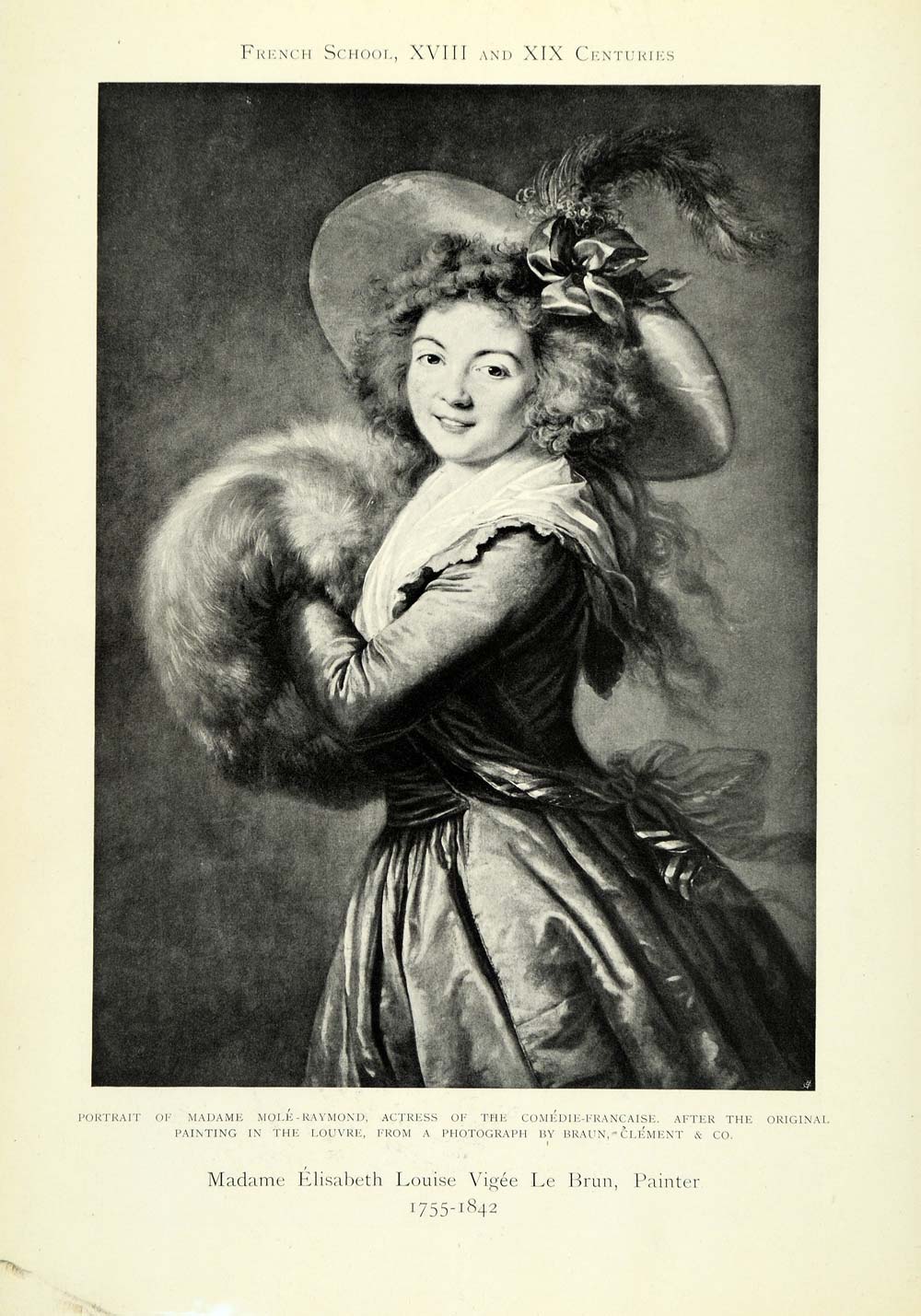 1905 Print Portrait Comedic French Actress Mole Raymond Elisabeth Le Brunn XAD9