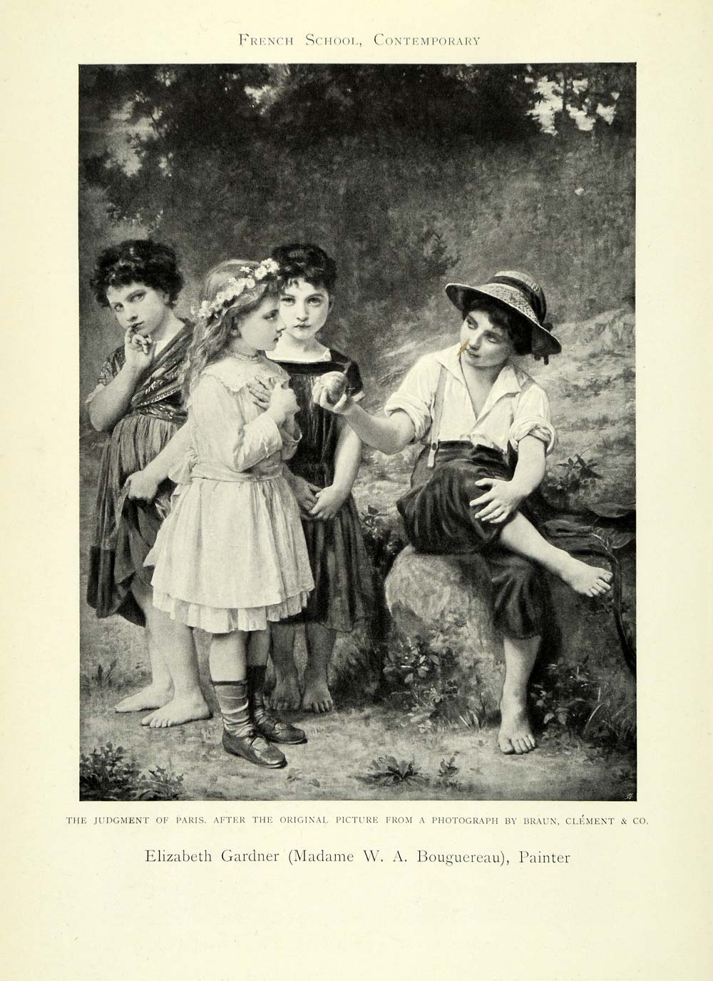 1905 Print Elizabeth Gardner Art Paris Judgment Children Apple Offering XAD9