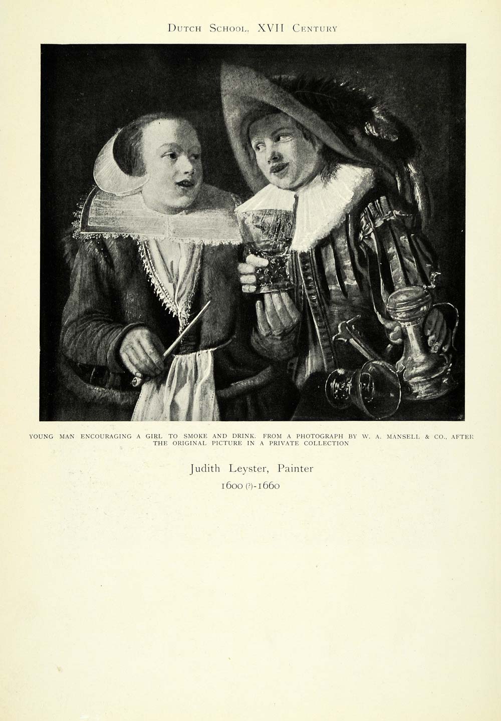 1905 Print 1600s Fashion Man Peer Pressure Woman Smoke Drink Chalise XAD9