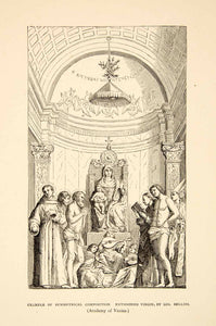 1874 Print Giovanni Bellini Enthroned Virgin Lute Music Religious Baby XADA6