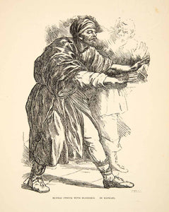 1874 Print Religious Story Tale Elymas Struck Blindness Raphael Portrait XADA6