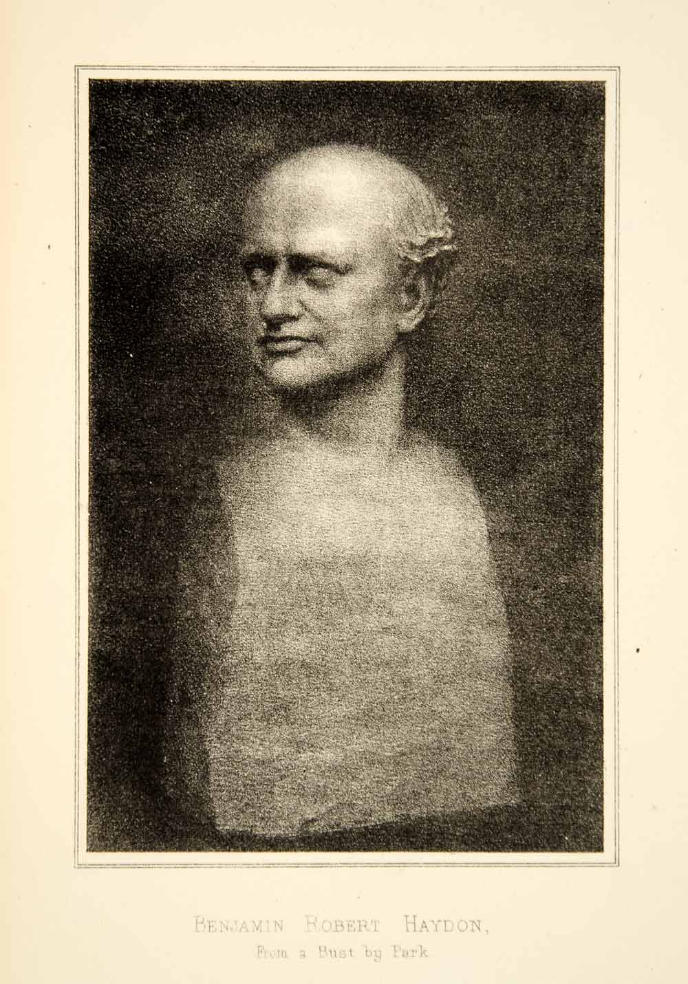 1877 Lithograph Bust Portrait Benjamind Robert Haydon Sculpture Statue XADA7