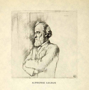 1931 Collotype William Rothenstein Alphonse Legros Portrait Man Folded XADA8