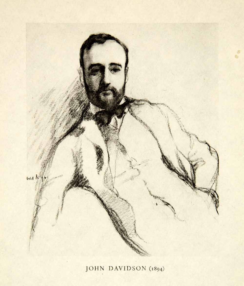 1931 Collotype John Davidson William Rothenstein Portrait Poet Playwright XADA8