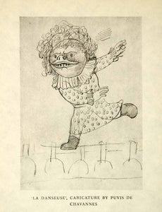 1931 Collotype La Danseuse Caricature Puvis de Chavannes Ugly Costume XADA8