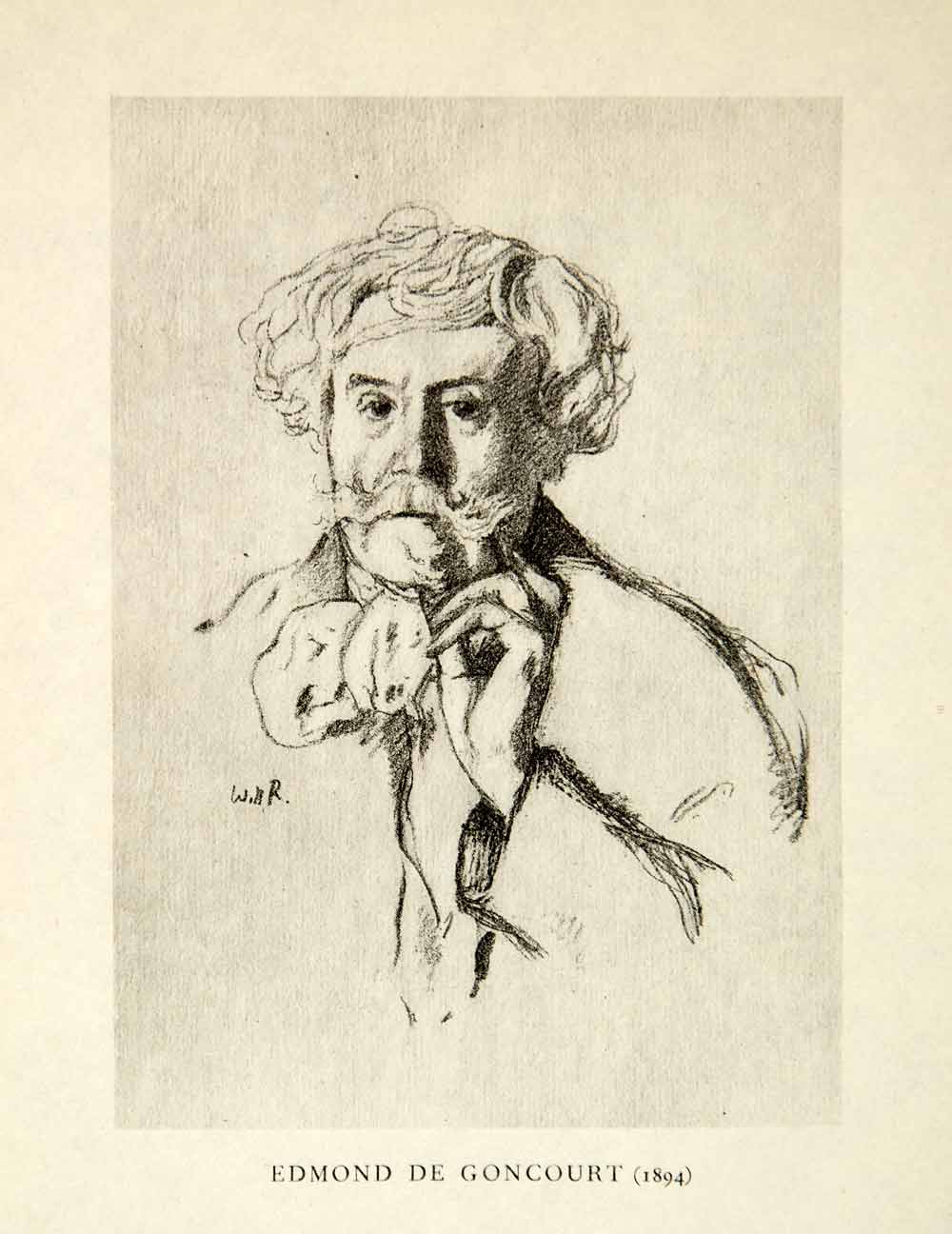 1931 Collotype Edmond de Goncourt William Rothenstein Portrait French XADA8