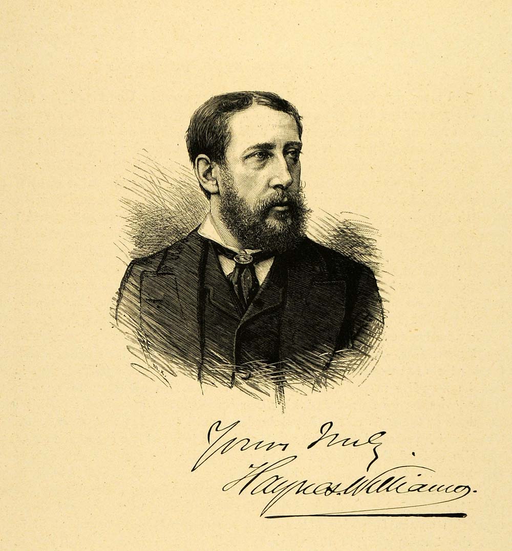 1887 Wood Engraving Haynes Williams Portrait Artist Suit Signature England XAE1