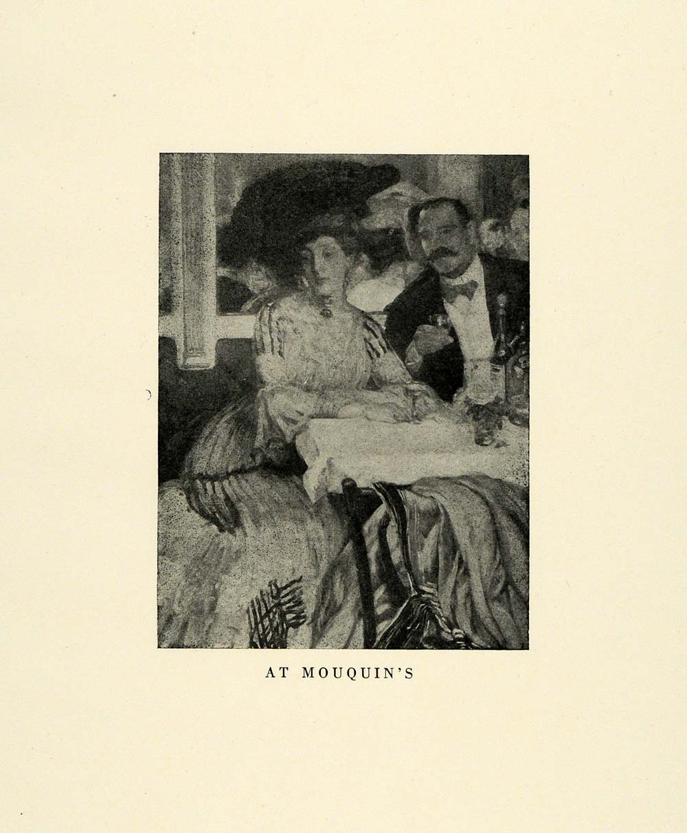 1923 Print William James Glackens Art Lovers Mouqin French Restaurant New XAE2