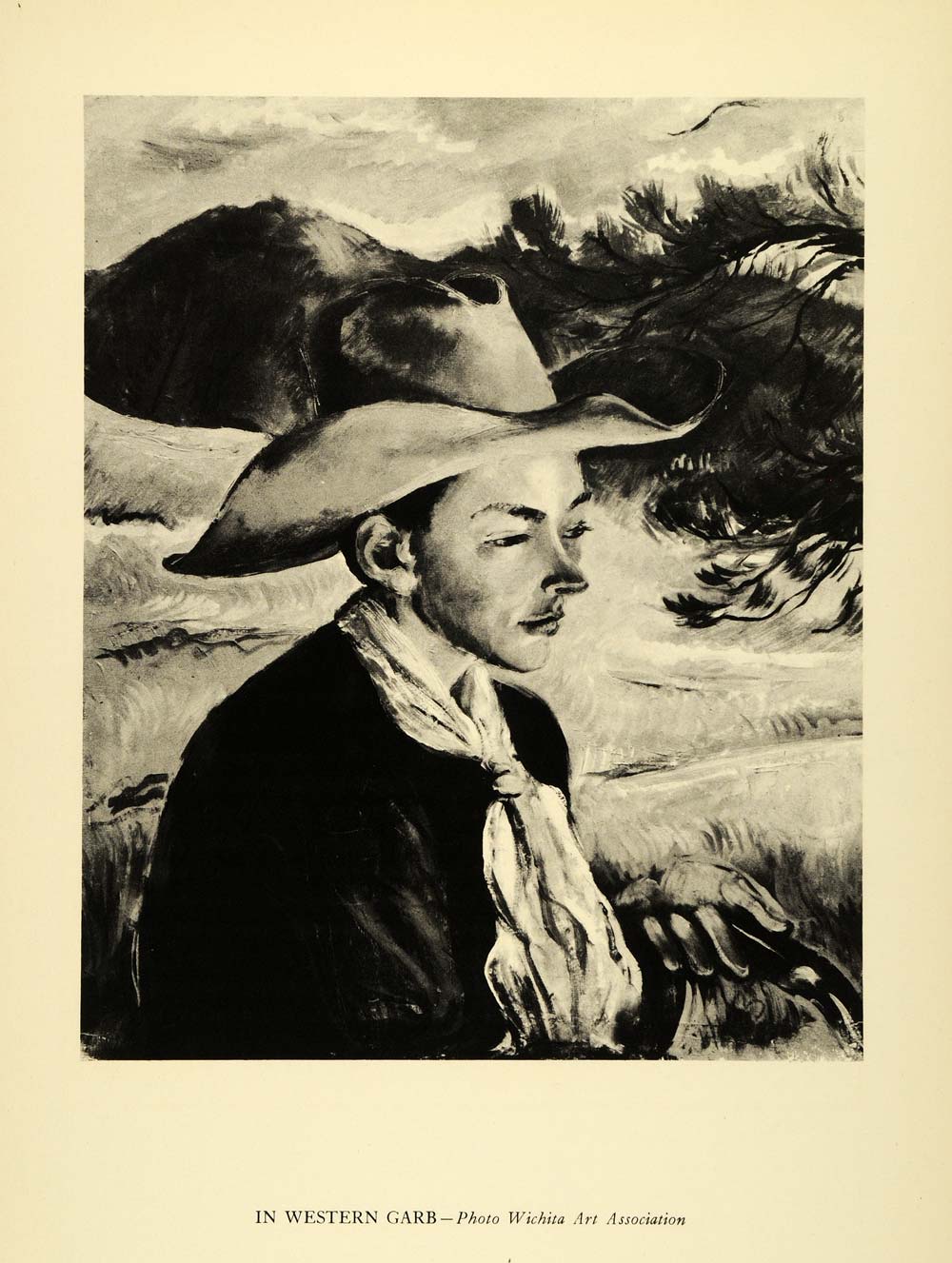 1941 Print Henry Varnum Poor Modern Art Western Americana Cowboy Wichita XAE5