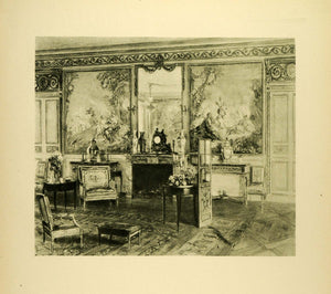 1920 Photogravure Salon Chateau de la Robertsau Strabourg France Paris XAE6