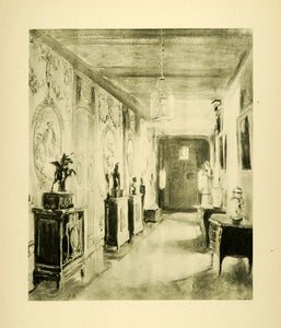 1920 Photogravure Long Gallery Chateau de Courance Seine-et-Marne France XAE6