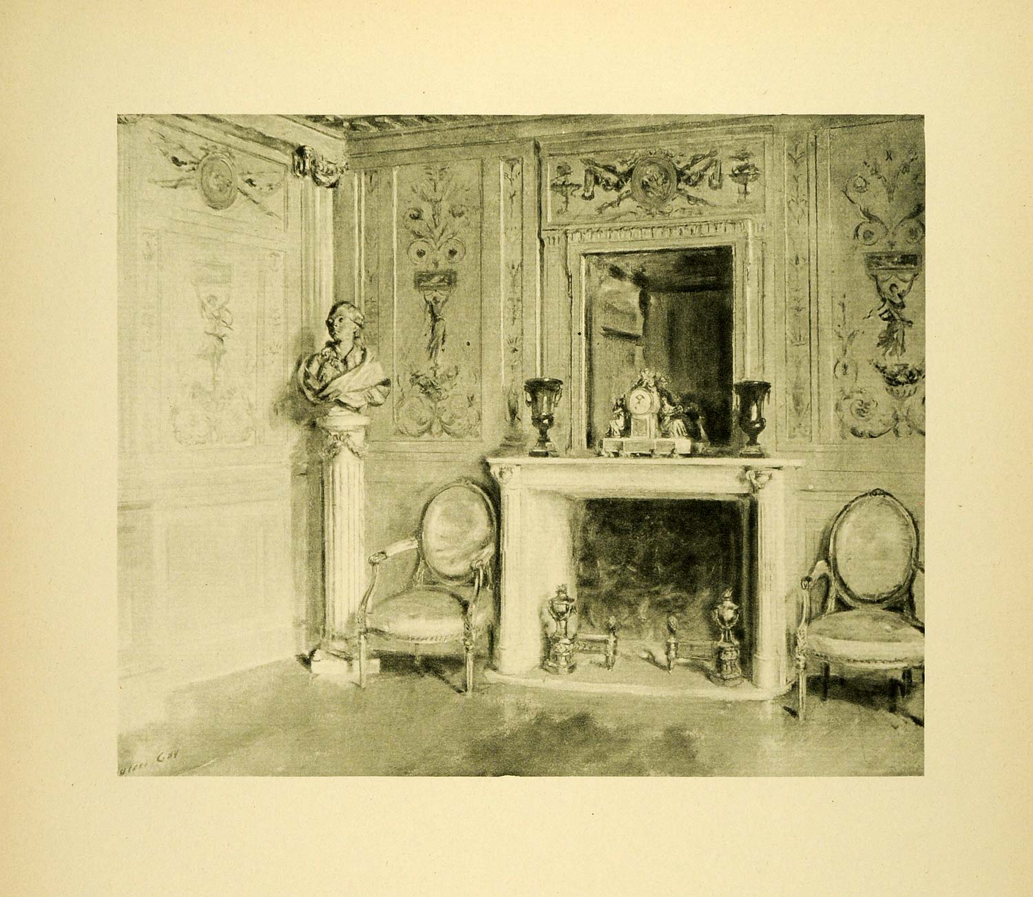 1920 Photogravure Room Musee des Arts Decoratifs Paris Louis XVI Furniture XAE6