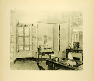1920 Photogravure Ghost Room Chateau de Fortoiseau Louis XV XVI Furniture XAE6