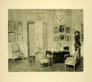1920 Photogravure Yellow Room Hotel de Chaulnes Paris France Regence Louis XAE6