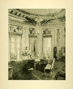 1920 Photogravure Salon des Aigles Hotel Crillon Paris Louis XVI Chandelier XAE6