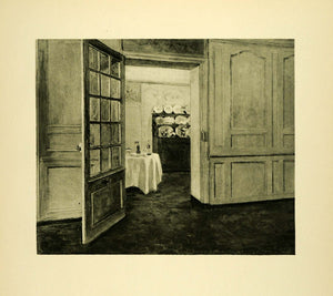 1920 Photogravure Interior House Magnanville France Seine-et-Oise Dinner XAE6