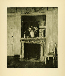 1920 Photogravure White Room Chateau de Fortoiseau Louis XVI Chair XAE6
