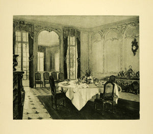 1920 Photogravure Dining Room Chateau Du Breau France Regence Furniture XAE6
