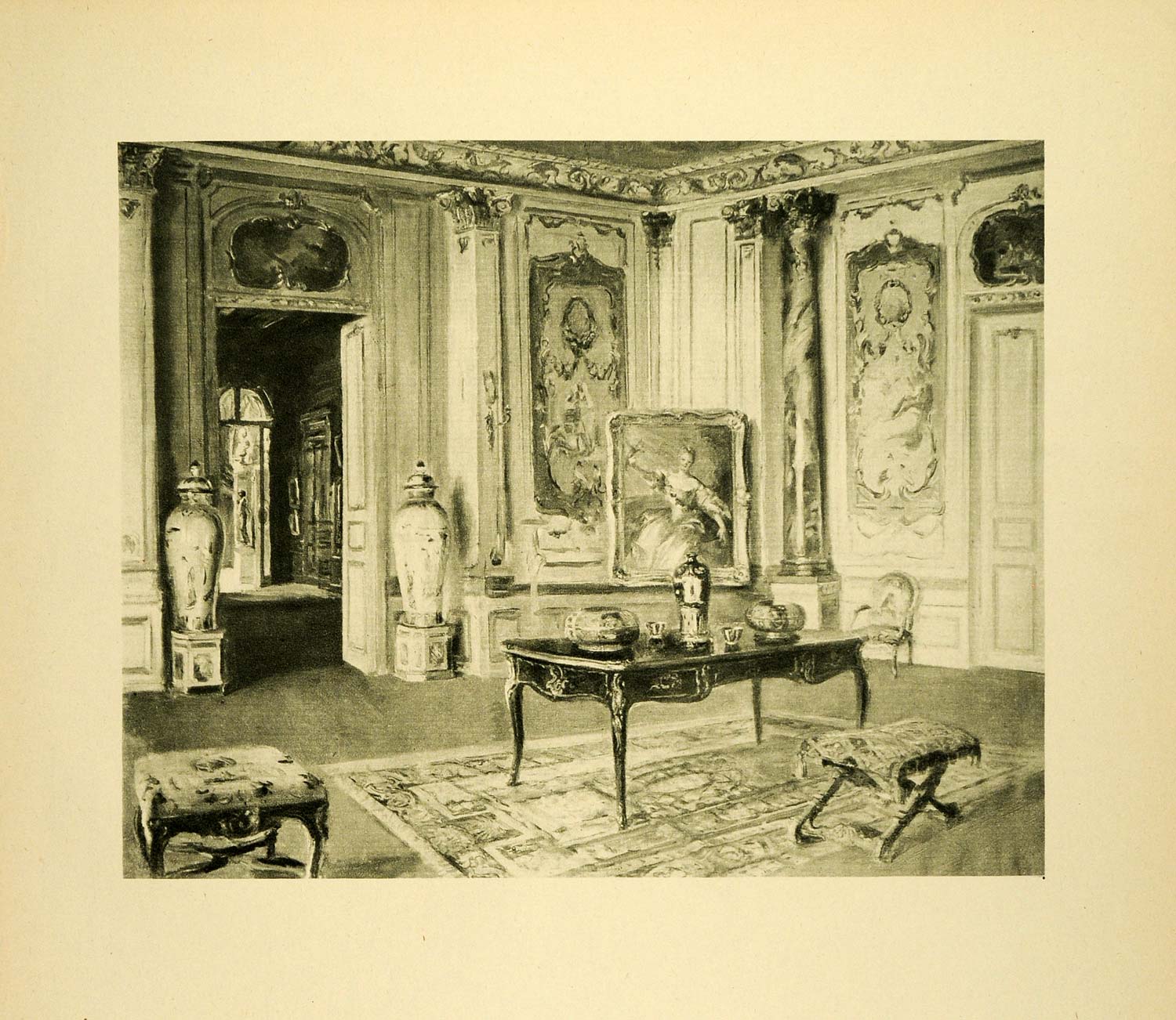 1920 Photogravure Musee Jacquemart Andre Paris France Nattier Regence Table XAE6