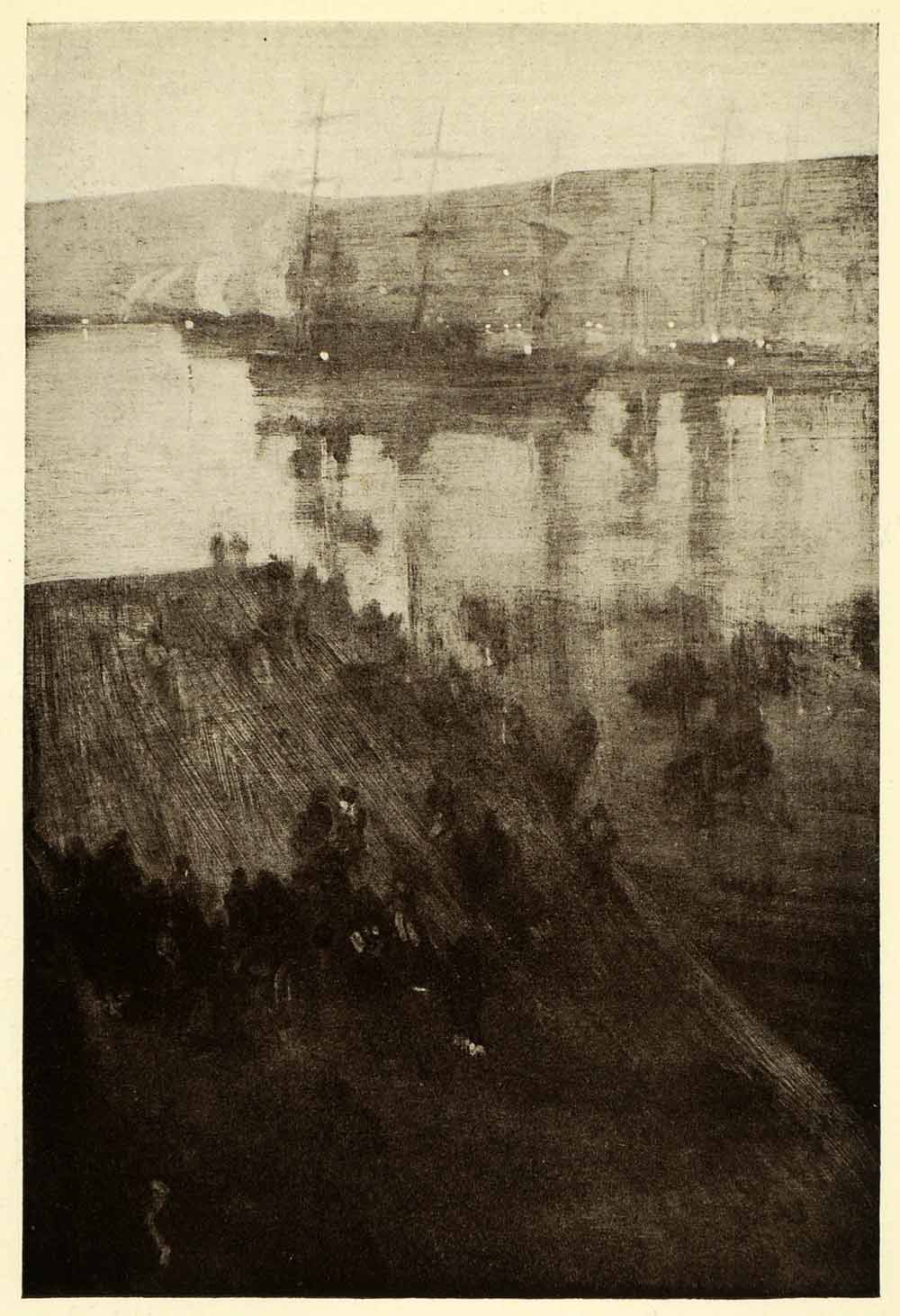 1911 Print James Abbott McNeill Whistler Nocturne Valparaiso Bay Coast XAE7