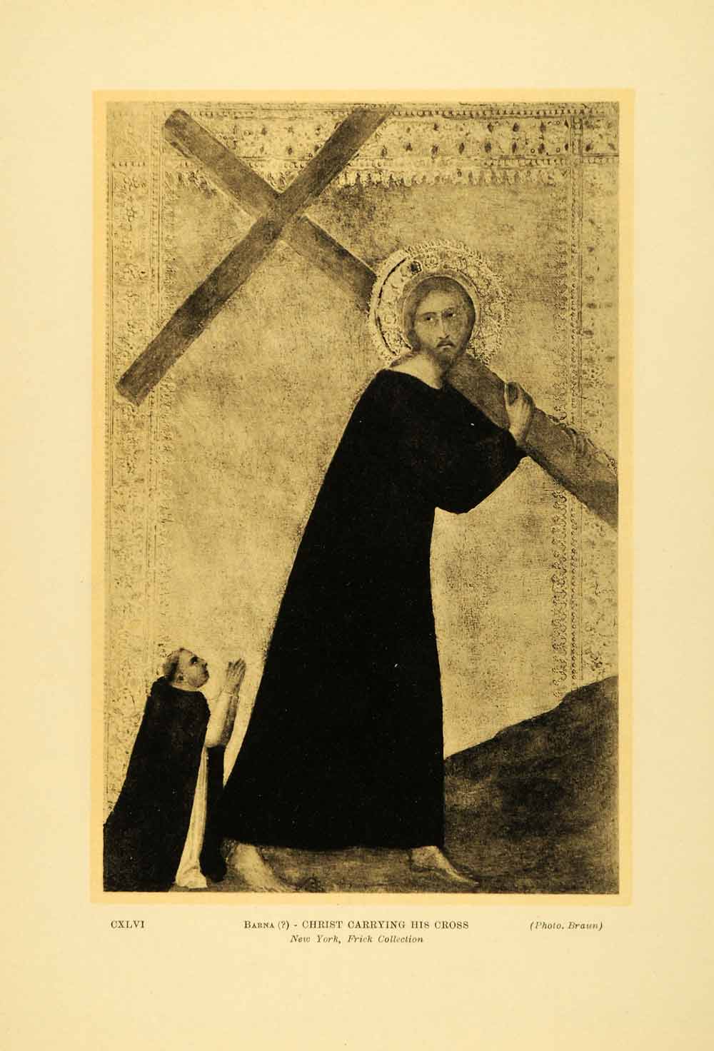 1931 Collotype Barna Siena Christ Carrying Cross Via Dolorosa Religion XAE8