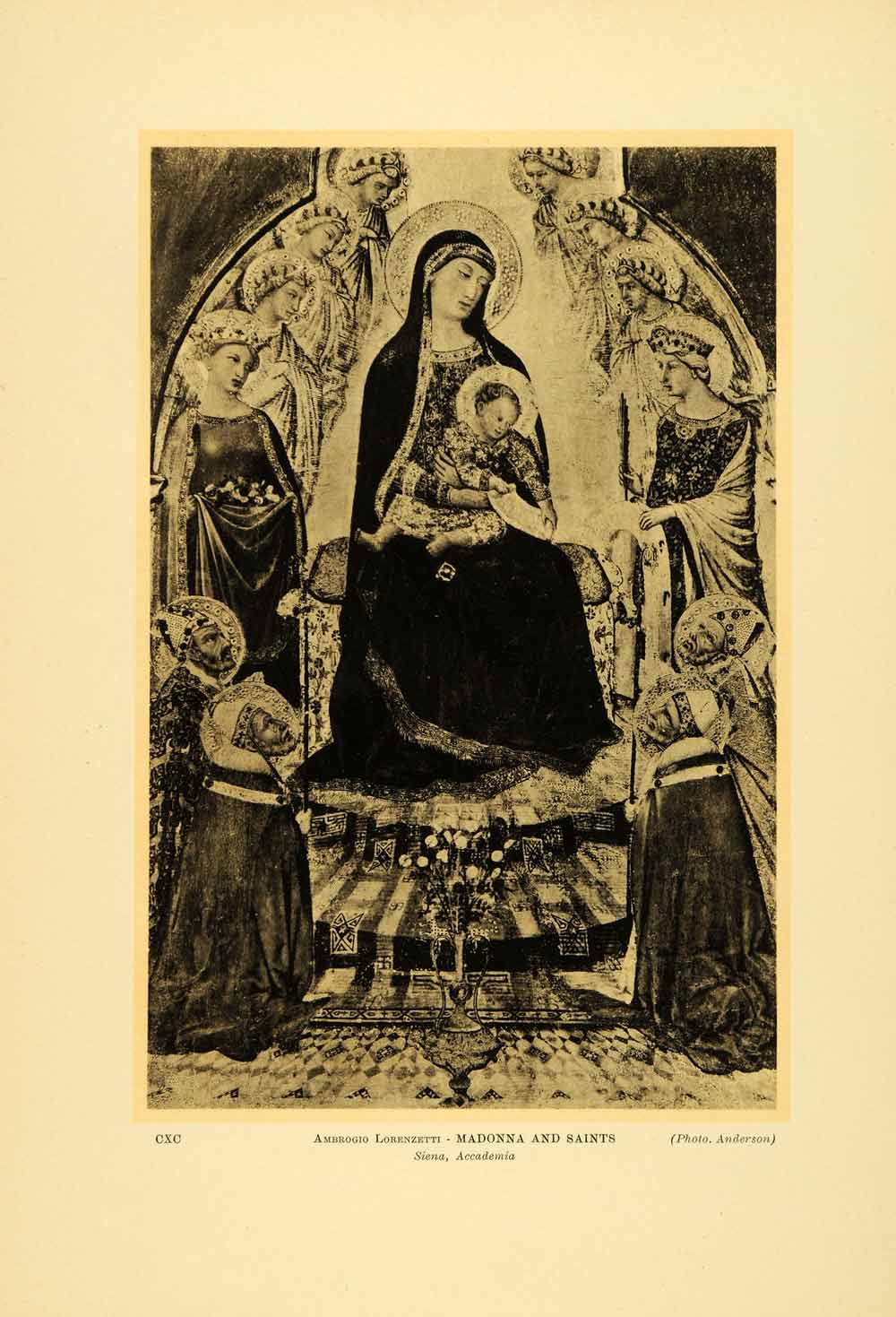 1931 Collotype Ambrogio Lorenzetti Madonna Saints Siena Trecento Medieval XAE8