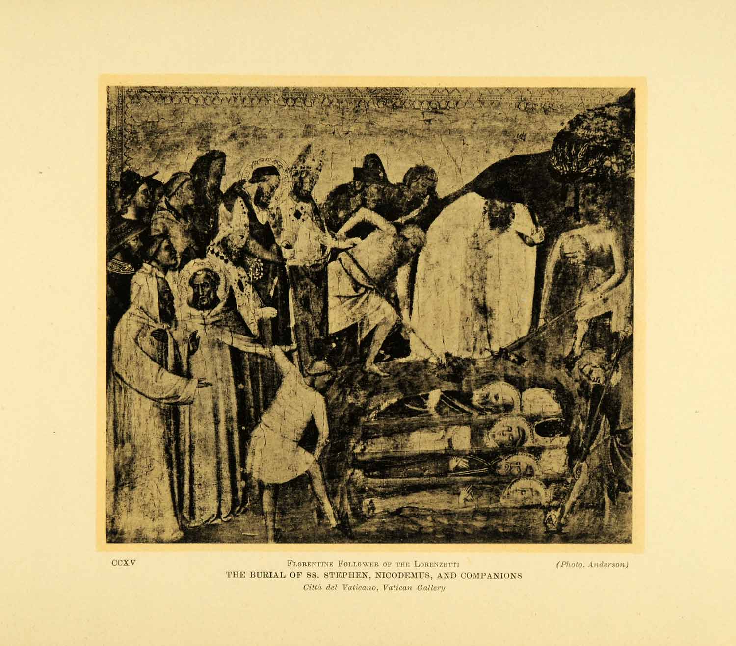 1931 Collotype Burial Saint Stephen Nicodemus Medieval Trecento Grave XAE8