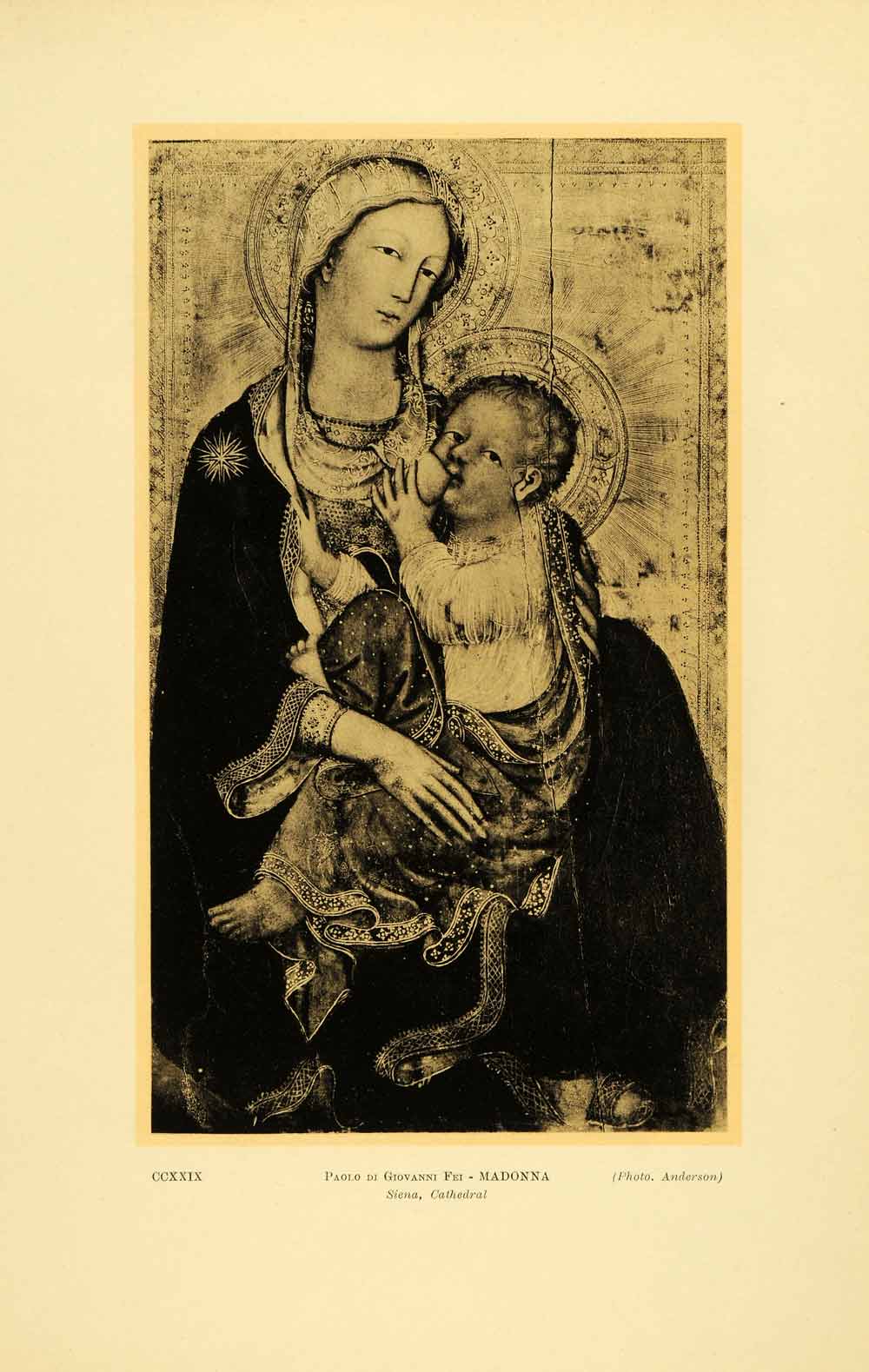 1931 Collotype Paolo Di Giovanni Fei Madonna Suckling Breastfeed Christ XAE8