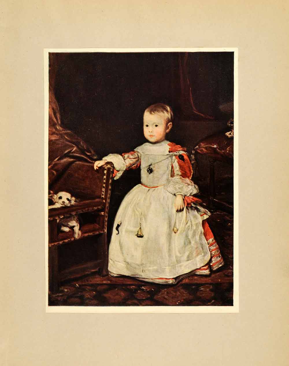 1914 Tipped-In Print Velazquez Portrait Spanish Realism Infant Philip XAE9