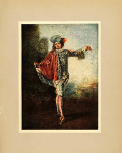 1914 Tipped-In Print L'indifferent Antoine Watteau French Baroque Rococo XAE9