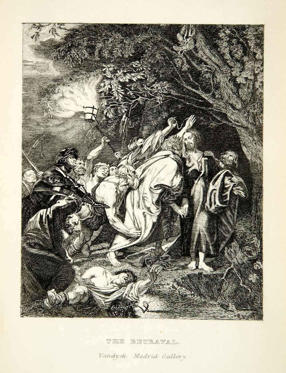 1872 Photolithograph Betrayal Jesus Christ Judas Iscariot Anthony van Dyck XAEA1