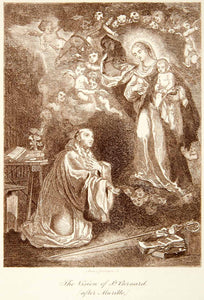 1872 Photolithograph Vision Saint St. Bernard Virgin Mary Religious Art XAEA2