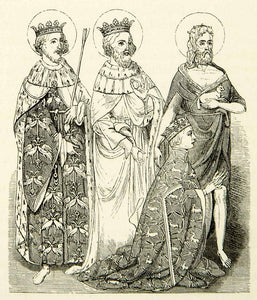 1872 Print Wilton Diptych King Richard II St. John Baptist Edward Edmund XAEA2