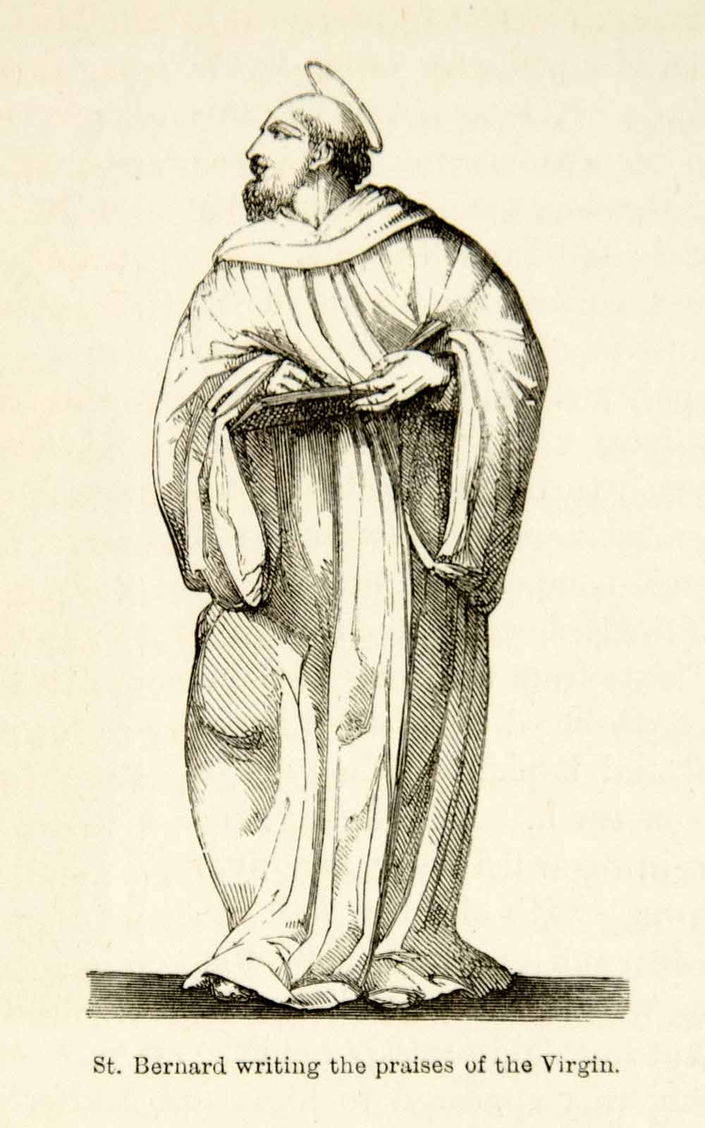 1872 Print Saint Bernard Clairvaux Homilies Praise Virgin Mary Religious XAEA2