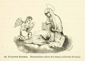 1872 Print St. Francesca Romana Frances Rome Angel Domenichino XAEA2