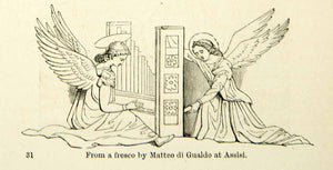 1872 Print Angels Wings Music Musical Instrument Matteo di Gualdo Assisi XAEA2