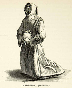 1872 Print Franciscan Monk Brother Religious Robe Habit Art Francisco XAEA2