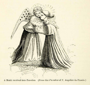 1872 Print Angel Paradise Monk Last Judgment Fra Angelico Religious Art XAEA2