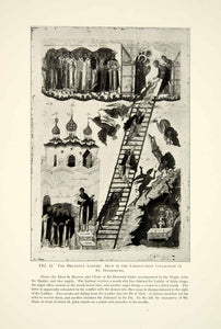 1918 Collotype Heavely Ladder Christ John Baptist Hell Monk Monastery Mt XAEA3