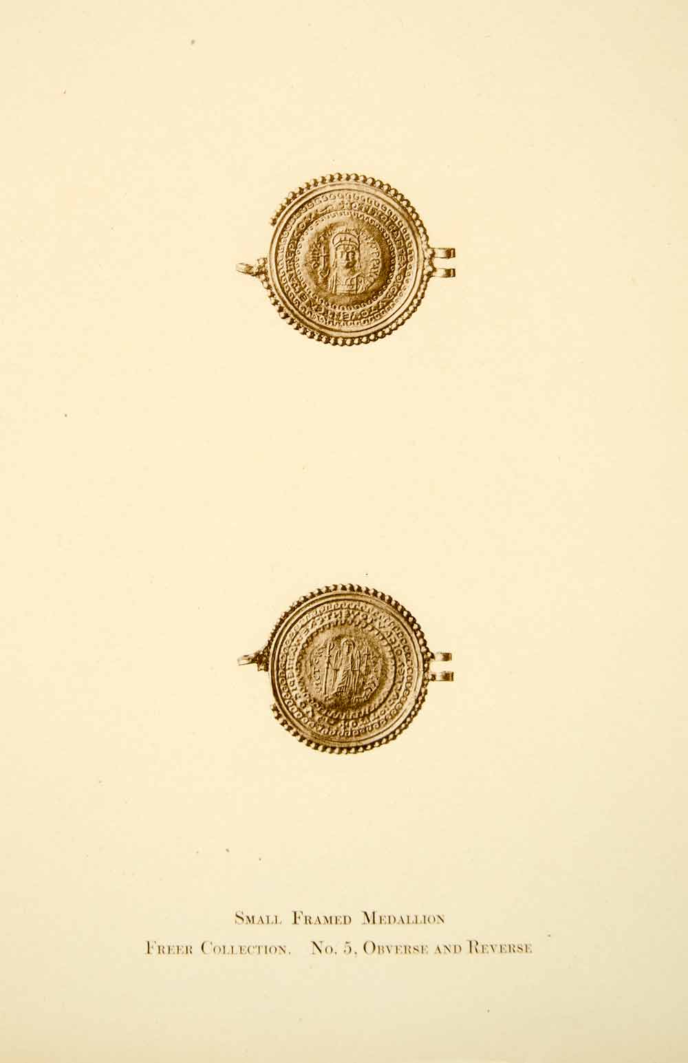 1918 Collotype Roman Medallion Freer Jewelry Historical Artifact Ornament XAEA3