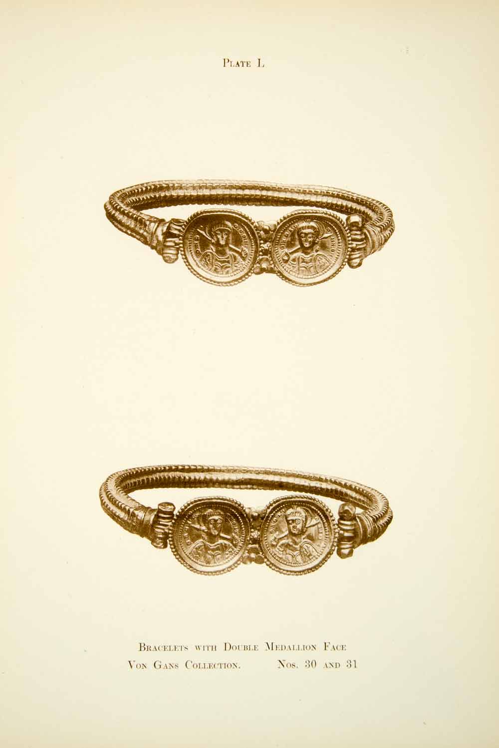 1918 Collotype Roman Bracelets Medallion Coin Band Artifact Archeological XAEA3
