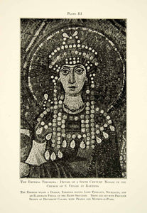 1918 Print Empress Theodora Mosaic Portrait Church San Vitale Ravenna XAEA3