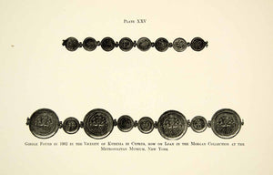 1918 Print Roman Girdle Kyrenia Artifact Archeological Metalwork Belt XAEA3